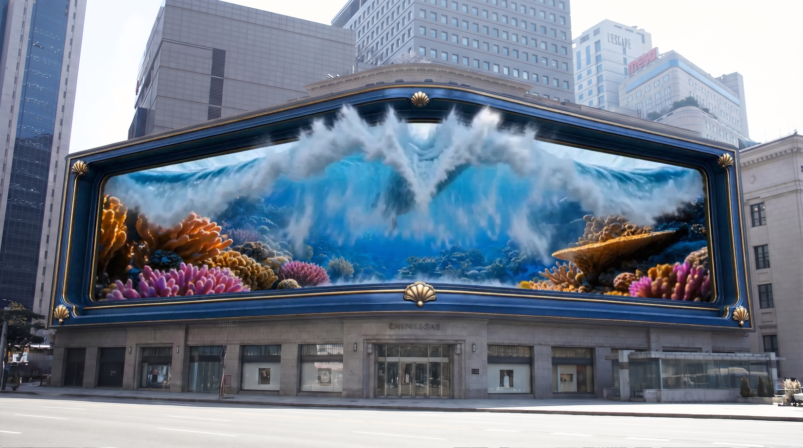 신세계스퀘어 아나모픽 3D 캠페인의 대형 스크린